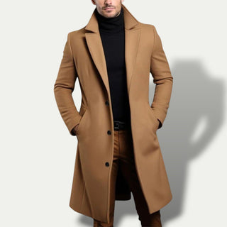 Men's Long Single-Breasted Coat - All-Season Style