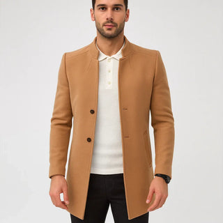 Minimalist Button Placket Men's Coat
