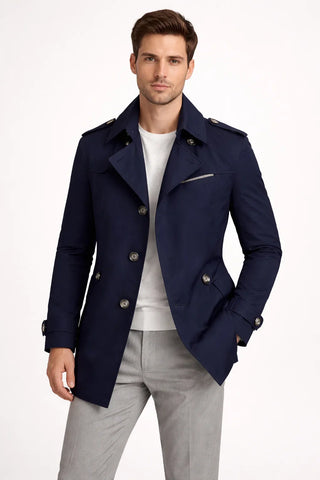 Classic Men's Lapel Collar Trench Coat