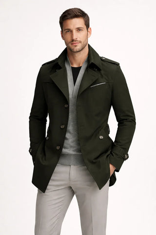 Classic Men's Lapel Collar Trench Coat