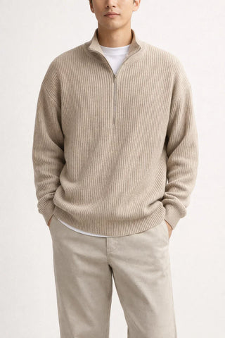 Ribbed Half-Zip Sweater for Men