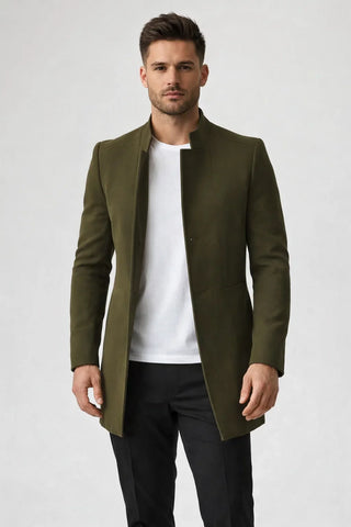 Minimalist Button Placket Men's Coat