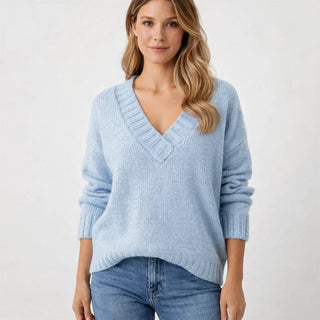 Orlena | Cozy Women's V-Neck Oversized Sweater | Soft Knitting Fabric for Comfortable | Versatile Style
