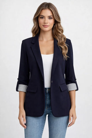 Avira – Long Tailored Blazer with Single Button