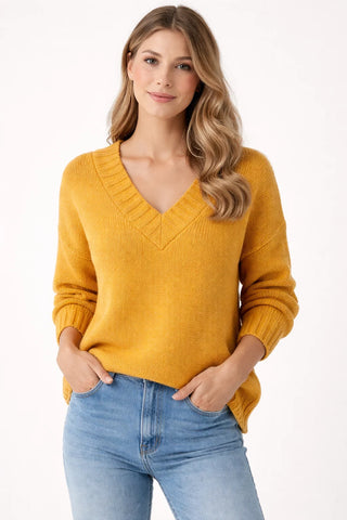 Orlena | Cozy Women's V-Neck Oversized Sweater | Soft Knitting Fabric for Comfortable | Versatile Style