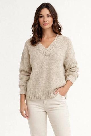 Orlena | Cozy Women's V-Neck Oversized Sweater | Soft Knitting Fabric for Comfortable | Versatile Style