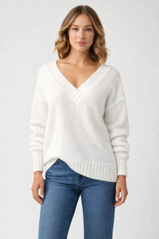 Orlena | Cozy Women's V-Neck Oversized Sweater | Soft Knitting Fabric for Comfortable | Versatile Style