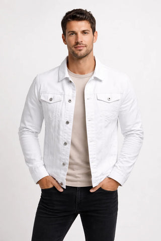 Men's Button Front Trucker Jacket with Pockets