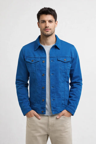 Men's Button Front Trucker Jacket with Pockets