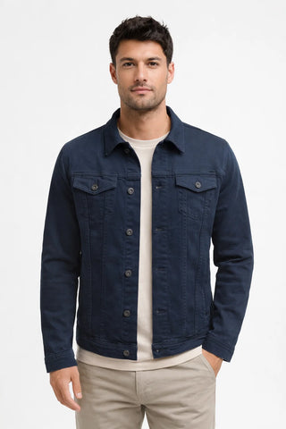 Men's Button Front Trucker Jacket with Pockets