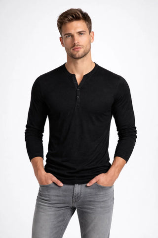 Men's Casual Long Sleeve Half Button Henley Shirt