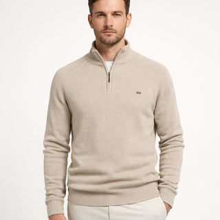 Men's Cotton Knit Half Zip Pullover Sweater