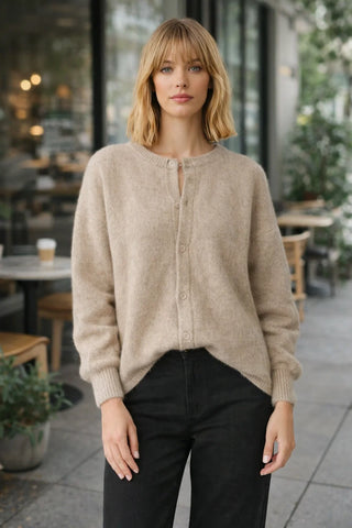 Salomé - Oversized Women's Cardigan in Soft Knit – Black Layering Piece for Effortless Style and Comfort